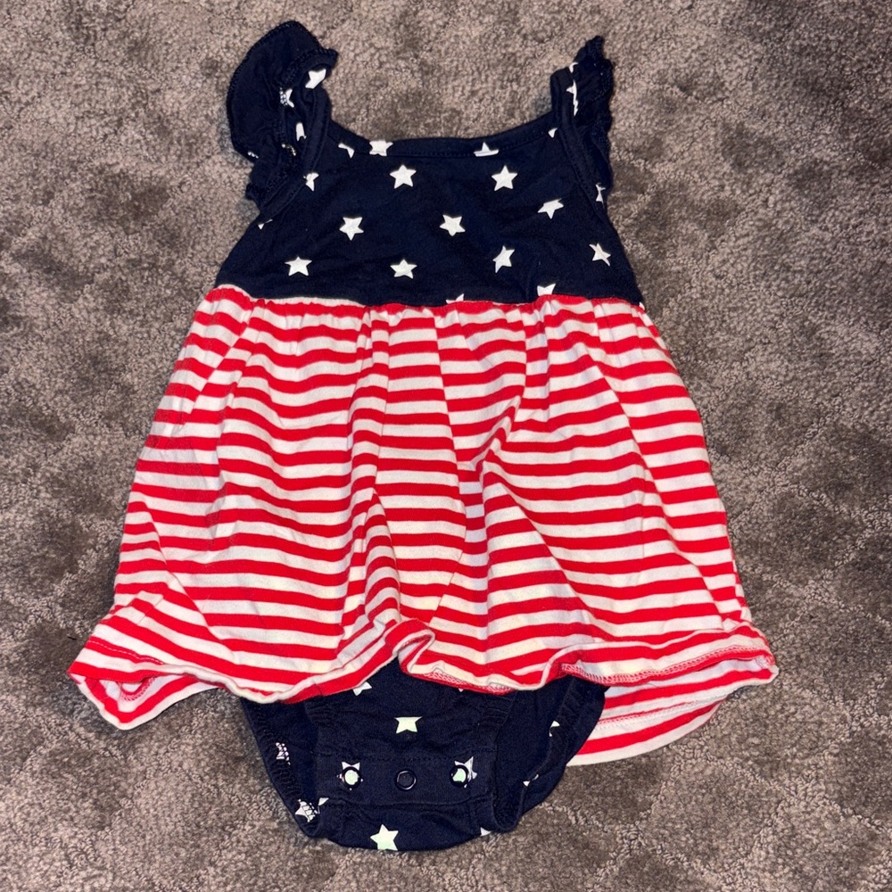 Carter's Navy and Red Striped Baby Romper
